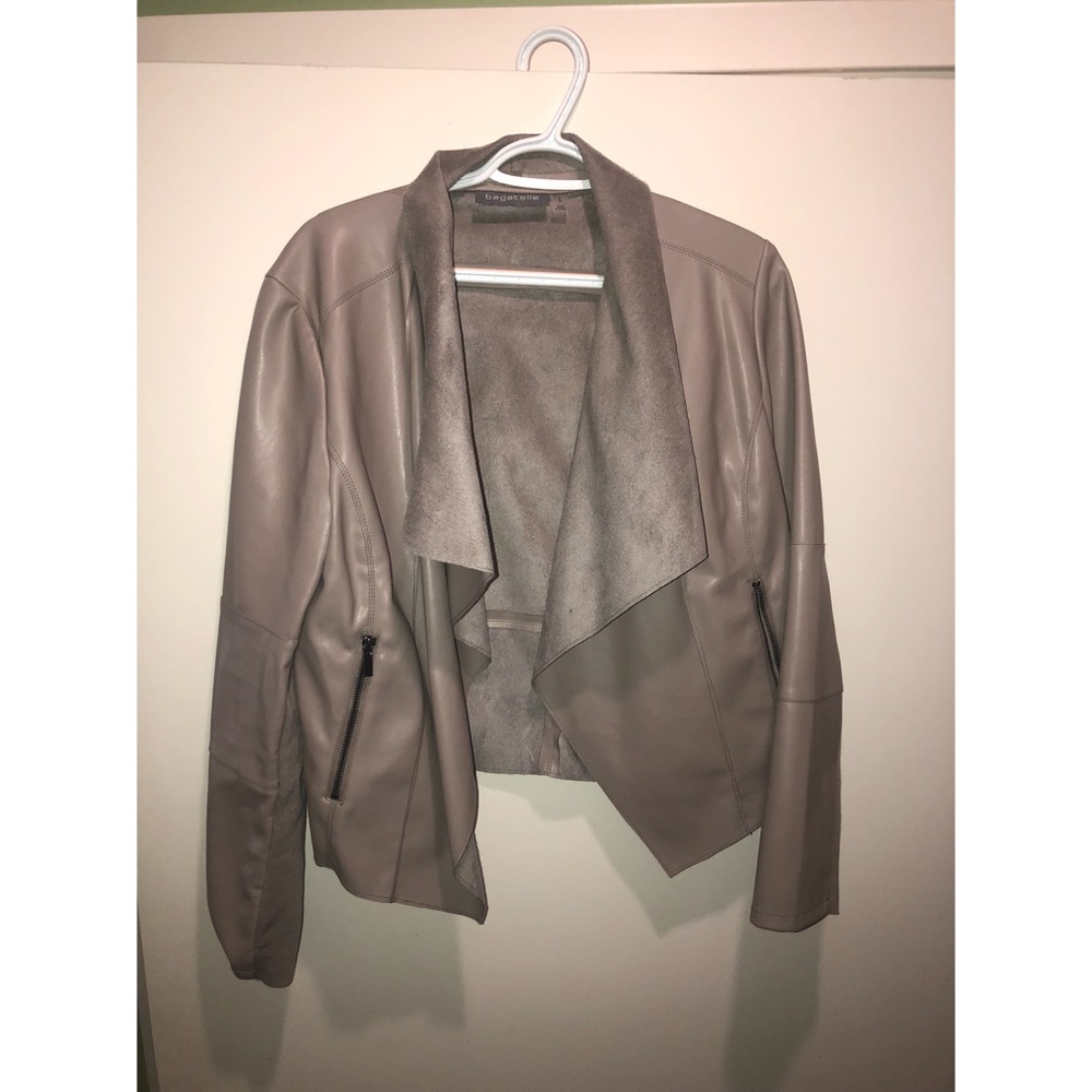 Beige faux leather jacket!